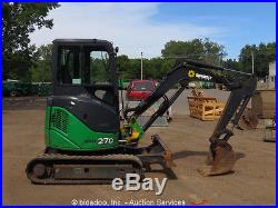 2010 John Deere 27D Mini Excavator Rubber Tracks A/C Cab Aux Hyd Backhoe