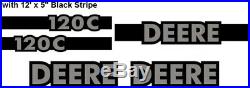 Fits John Deere 120C Excavator Decal Set with 12' x 5 Black Stripe JD Decals