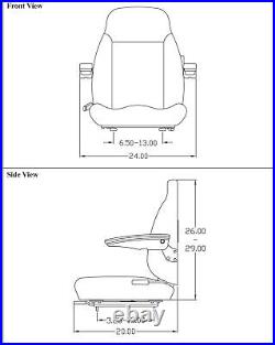 Fits John Deere Excavator Seat Assembly withArms Gray Vinyl