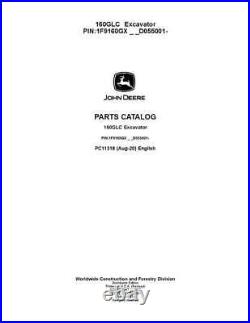 JOHN DEERE 160GLC EXCAVATOR PARTS CATALOG MANUAL sn 055001