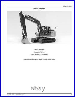 JOHN DEERE 160GLC EXCAVATOR PARTS CATALOG MANUAL sn 055001