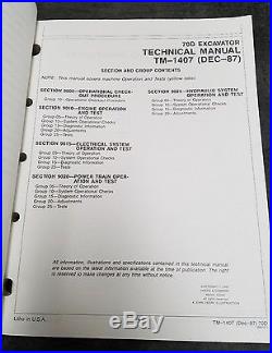 JOHN DEERE JD TM-1407, 70D Excavator Operation and Test Manual, Dec-87