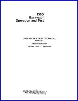 John Deere 135d Excavator Operation Test Service Manual