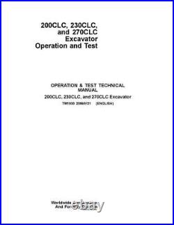 John Deere 200clc 230clc 270clc Excavator Operation Test Service Manual
