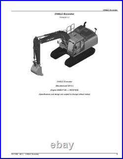 John Deere 210g 210glc Excavator Parts Catalog Manual
