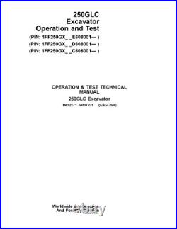 John Deere 250glc Excavator Operation Test Service Manual Tm12171