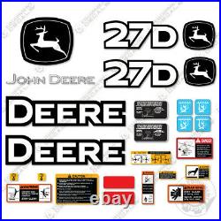 John Deere 27D Decal Kit Mini Excavator withWarnings! 7 YEAR OUTDOOR 3M VINYL