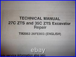 John Deere 27c 35c Zts Excavator Technical Service Shop Repair Manual Tm2053