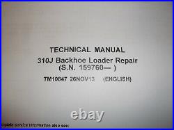John Deere 310j Backhoe Loader Technical Service Shop Repair Manual Book Tm10847