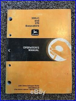 John Deere 330LC & 370 Excavator Owner Operator Maintenance Manual OMT185072