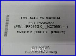 John Deere 35G Excavator Operator's Manual OMT333111 Issue B1