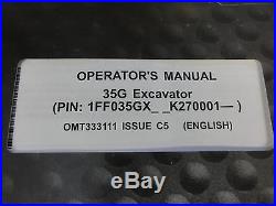 John Deere 35G Excavator Operator's Manual OMT333111 Issue C5