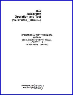 John Deere 35g Excavator Operation Test Service Manual
