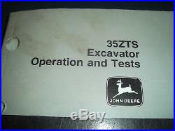 John Deere 35zts Excavator Technical Service Shop Operation & Test Manual Tm1840
