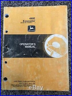 John Deere 490E Hydraulic Excavator Owner Operator Maintenance Manual OMT152331