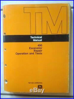 John Deere 490 Excavator Operation & Test Factory Repair Technical Manual TM1302