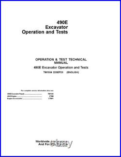 John Deere 490e Excavator Operation Test Service Manual