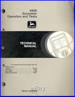 John Deere 595D Excavator Technical Shop Service Repair Manual Op Test