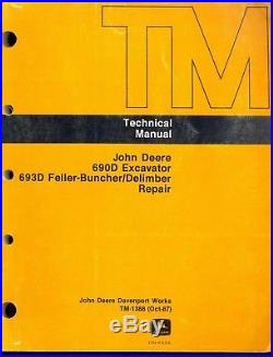 John Deere 690D Excavator 693D Feller Shop Service Manual Repair & Op Test Set