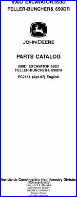 John Deere 690d 693d 690dr Excavator Parts Catalog Manual