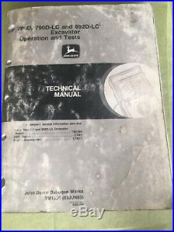 John Deere 790D 892D LC Excavator Operation Test Repair Service Technical Manual