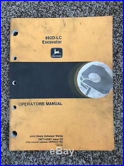 John Deere 892D LC Excavator Owner Operator Maintenance Manual OMT144583