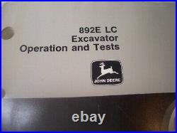 John Deere 892E LC Excavator Repair & OP & Test Tech Manual TM1541 TM1542 (1994)