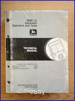 John Deere 892E LC Excavator Technical (operation and test) Manual
