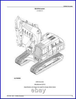 John Deere E230 E230lc Excavator Parts Catalog Manual