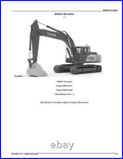 John Deere E260 E260lc Excavator Parts Catalog Manual