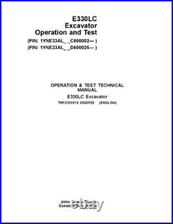 John Deere E330lc Excavator Operation Test Service Manual