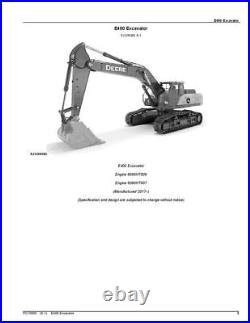 John Deere Excavator E400 E400lc Parts Catalog
