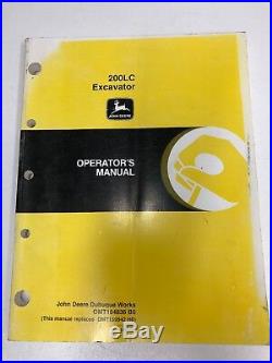 John Deere Model 200LC Excavator Owner Operator's Manual OMT184836 B0