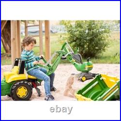 John Deere Pedal Rolly Tractor with Excavator & Loader Ride On 3y+