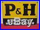 P & H HARNISCHFEGER-CRANE-EXCAVATOR-CATERPILLAR-JOHN DEERE-PORCELAIN SIGN-X ORIG