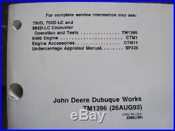 Pair of OEM John Deere 790D 790D-LC 892D-LC Excavator TECHNICAL MANUALS Books